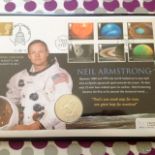 A Memorial coin cover and stamps for Neil Armstrong with certificate of authenticity