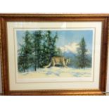 A framed signed David Shepherd print Artist Proof 'Mountain Lion' 100 x 80cm