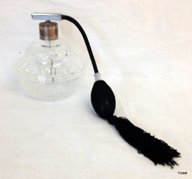 A cut glass perfume Atomizer