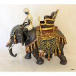 A large cold painted bronze elephant