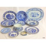 Mixed blue & white china to include Copeland Spode