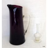 A Whitefriars Vaseline glass tulip vase and jug