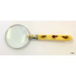 A Japanese Shibiyama bone handled magnifying glass