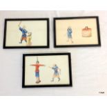 3 oriental Watercolour pictures