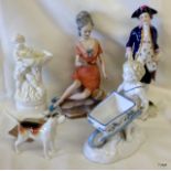 A collection of figures to include Beswick, Capodimonte and Volkstedt