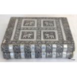 An Indian white Metal jewellery box 8 x 28 x 20cm