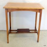 A mahogany inlaid 1 shelf table lamp