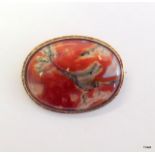 A Victorian 9ct gold Moss agate brooch