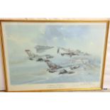 617 Sqd Dambusters Flight over unknown Cathedral signed by artist 60 x 45cm