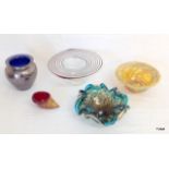 5 pieces of Art Glass