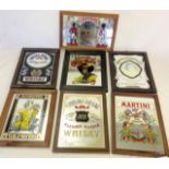 A mixed collection of Advertising mirrors to include Schweppes, CocaCola  and Martini