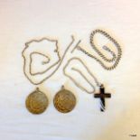 Silver watch chains & cross