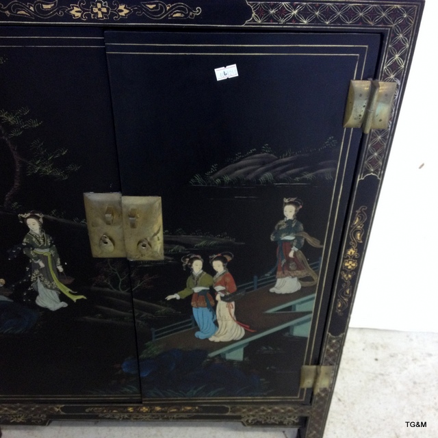 A Chinese Lacquer cabinet 77 x 58 x 29cm - Image 2 of 6