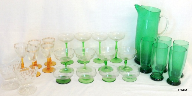 A mixed collection of glassware to include a lemonade set