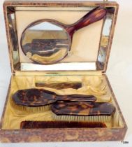 A Shagreen Box with dressing table set