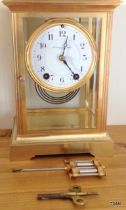 4 glass 8 day striking gilt brass clock Smith Patterson, Boston