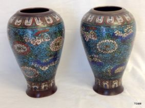 A pair of Cloisonne vases 24 x 15