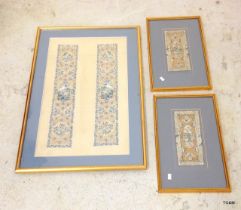 3 silk embroideries