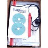 A boxed screwfix electric tile cutter.