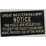 A railway notice sign