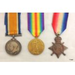 A WW1 1915 Star Medal trio awarded to 10845 Corporal J Angus of the Argyll & Sutherland Highlanders