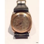 A rare gent's Harwood automatic wristwatch with 9ct gold case