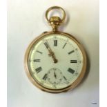 Full Size 18Ct Gold Pocket Watch With Enamel Dial With Gold Hands