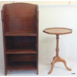 Mahogany slim line book case / paper back and wine table