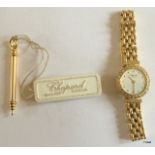 Ladies 18ct Gold and Diamond Chopard Quartz wristwatch with original setting tool, box a nd