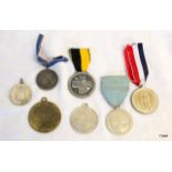 Seven assorted medals including a silver Burden Medallion named to Edith Morris