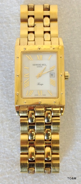 A Raymond Weil gents wristwatch 'Tango' in gold plate