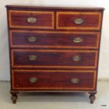 A mahogany inlaid and cross banded chest of drawers (2/3) 105 x 95 x 54cm