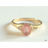 A 9ct gold pink topaz ladies ring size n