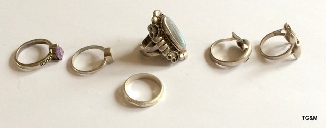 6 mixed silver rings - Image 2 of 3