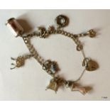 Silver Charm Bracelet & 8 Charms