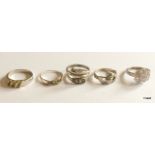 5 mixed silver rings