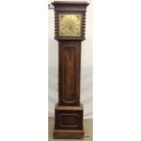 An Oak long case 8 day clock with brass case pendulum key and other parts not shown 188cm high