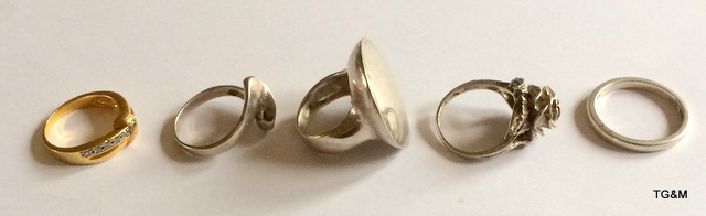 5 mixed silver rings - Image 3 of 3