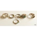 6 mixed silver rings