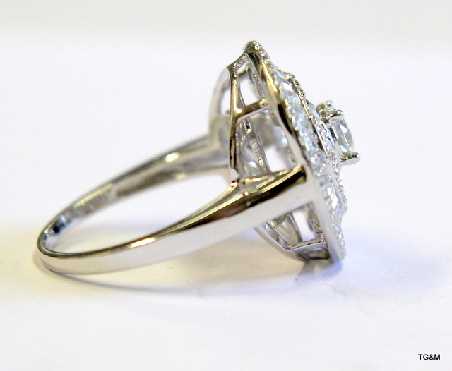 A silver and cz dress ring   size N/O - Image 2 of 3