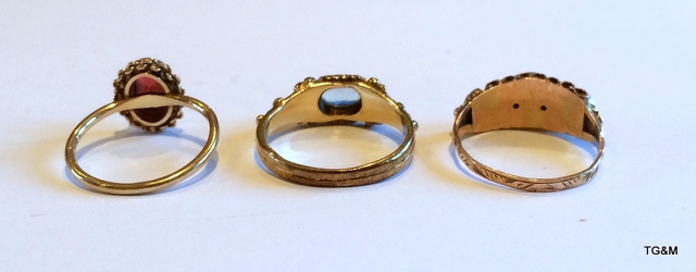 3 x 9ct gold antique style ladies rings - Image 3 of 3