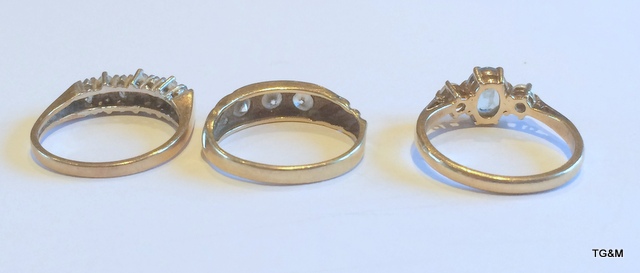 3 x 9ct gold ladies rings - Image 3 of 3