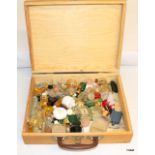 A small wooden case ' Chateau De Girarde' containing a large amount of vintage perfume bottles