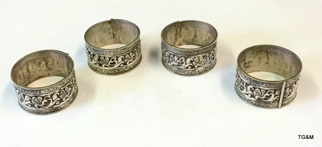 4 Silver Napkin Rings Hallmarked 925