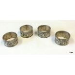 4 Silver Napkin Rings Hallmarked 925