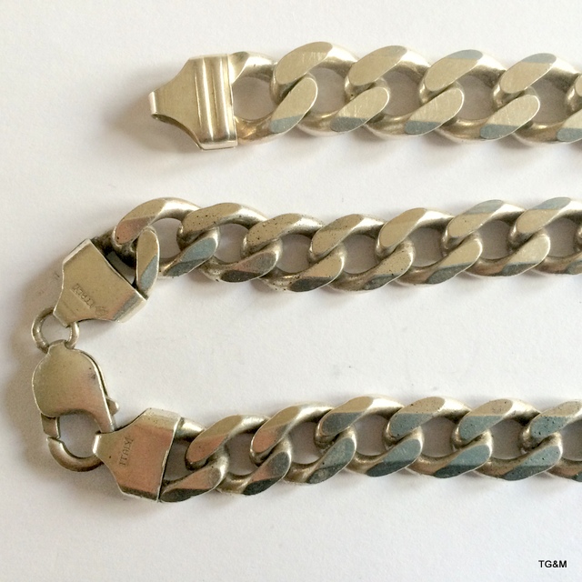 A silver mans necklace and bracelet 160gm - Image 2 of 5