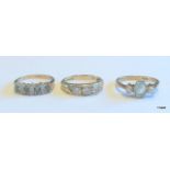 3 x 9ct gold ladies rings