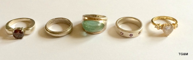 5 mixed silver rings