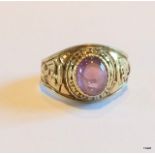 A 9ct gold mans amethyst signet ring size n