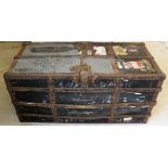 A Travelling Trunk Marked Cunard Complete With All Compartments, Drawers And Hangers